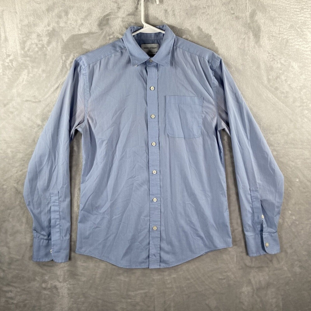 Ministry of Supply Shirt men's Small Button Down Slim Fit Blue Long Sleeve